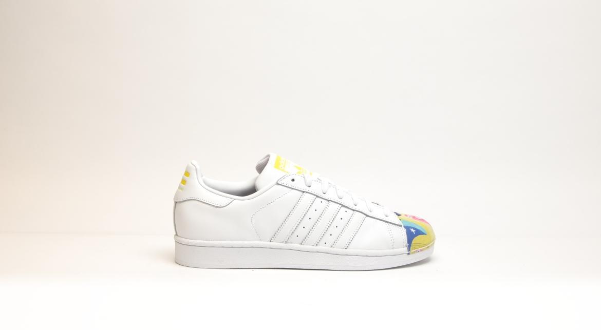Exclusive adidas Originals Superstar Supershell x Pharrell "White Yellow" — 3.5 — Front View