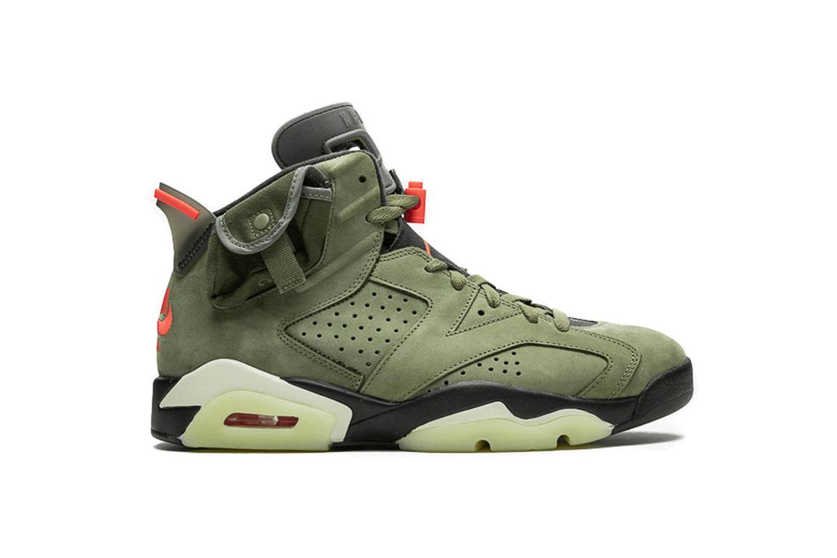Exclusive Air Jordan 6 Retro Travis Scott "Medium Olive" — 3.5 — Front View