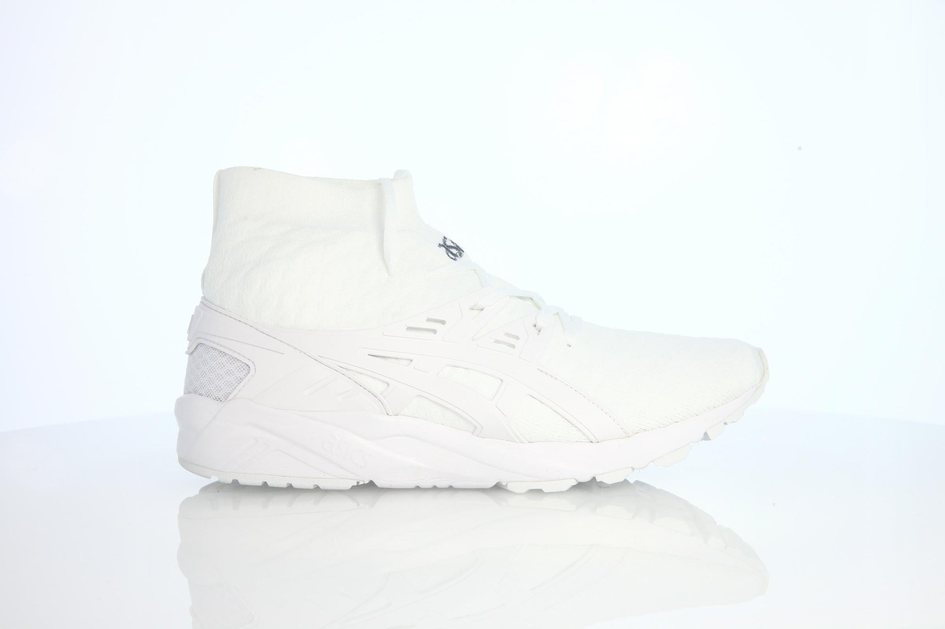 Exclusive Asics Gel-Kayano Trainer Evo One Piece Knit Pack "All White" — 4 — Front View
