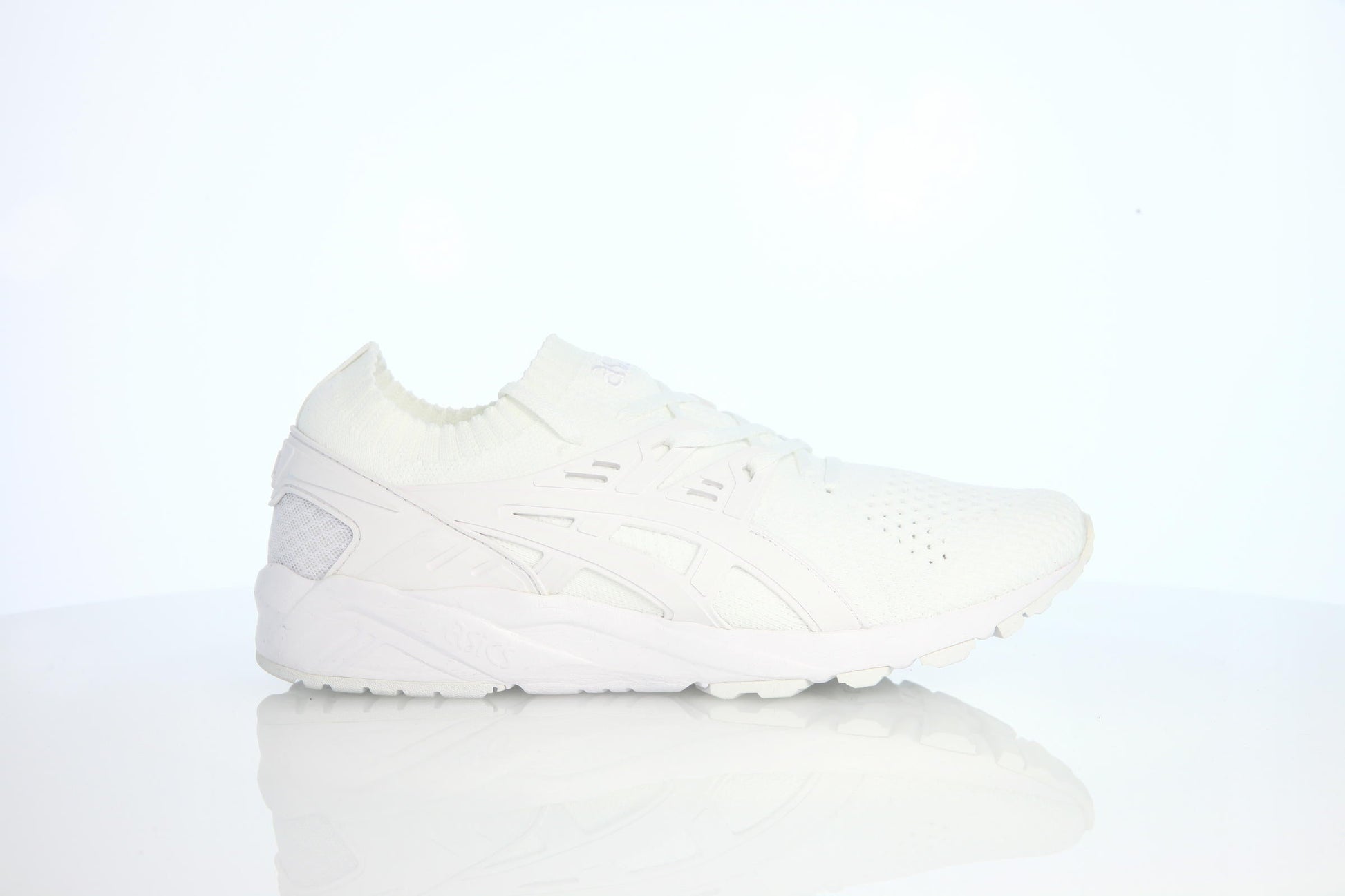 Exclusive Asics Gel-Kayano Trainer One Piece Knit Pack "All White" — 4 — Front View