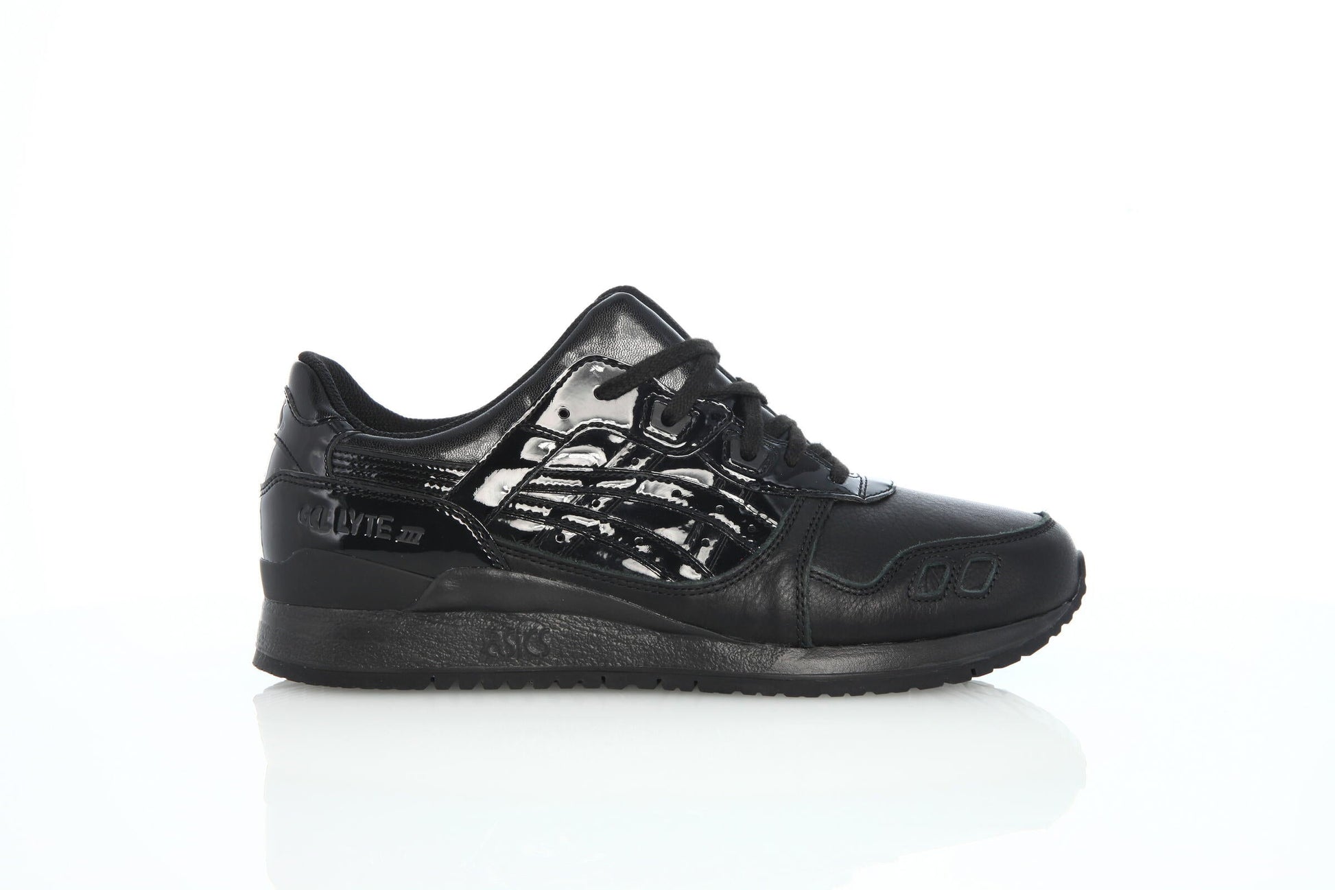 Exclusive Asics Gel-Lyte III Patent Pack "All Black" — 4 — Front View