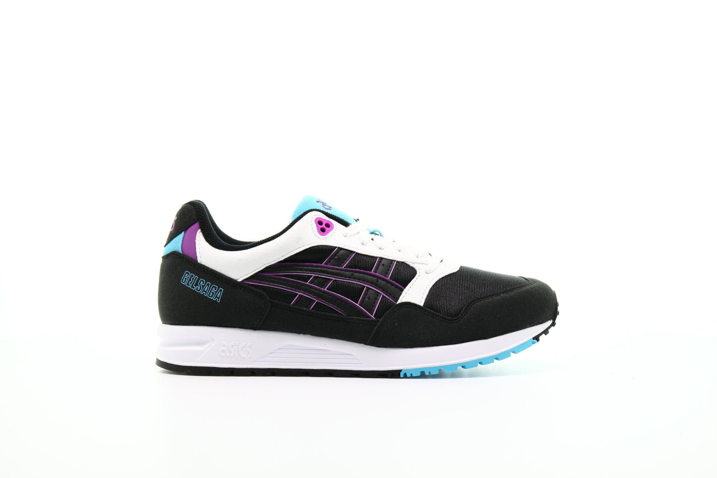 Exclusive Asics GEL-SAGA "Black / Orchid" — 4 — Front View