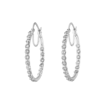 Exclusive 14K White Gold 2.18 Carat Diamond Hoop Earrings — Front View