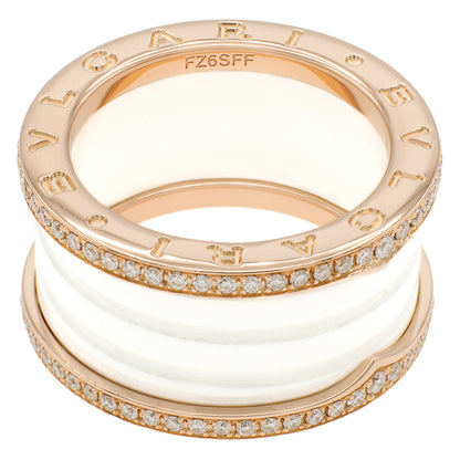 Exclusive Bulgari 18K Rose Gold Ceramic Diamond Four-Band B.Zero1 Ring — Side View