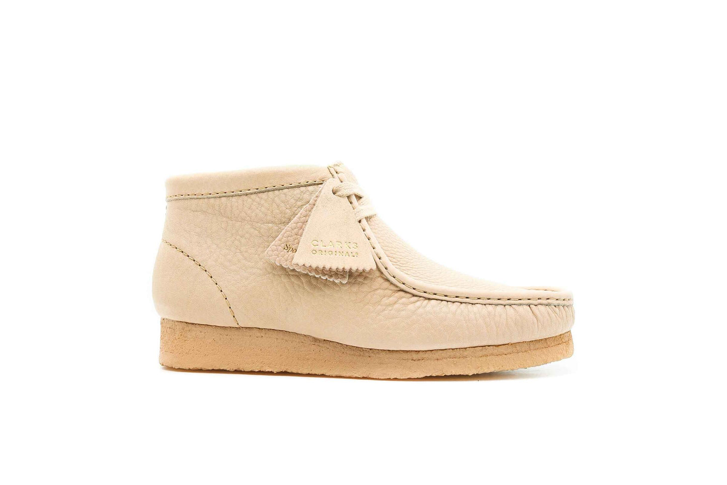 Exclusive Clarks Originals x SPORTY AND RICH WALLABEE BOOT "OFF WHITE" — 3 — Front View