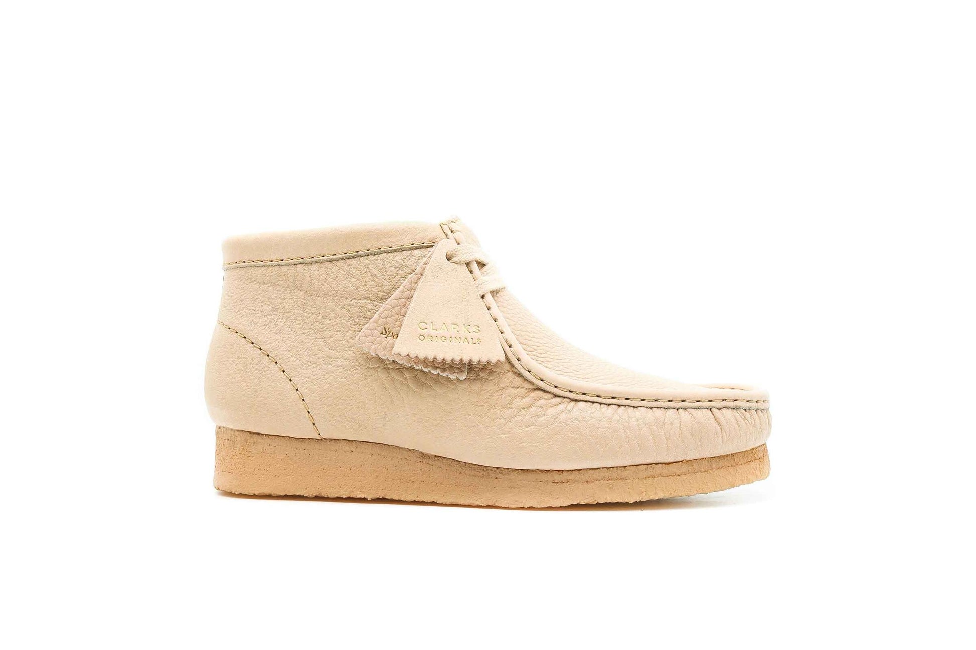 Exclusive Clarks Originals x SPORTY AND RICH WALLABEE BOOT "OFF WHITE" — 3 — Front View