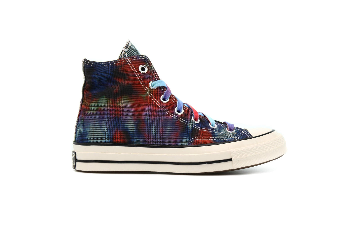 Exclusive Converse x CONVERSE CHUCK 70 HI TIE DYE PLAID "BLACK" — 3 — Front View