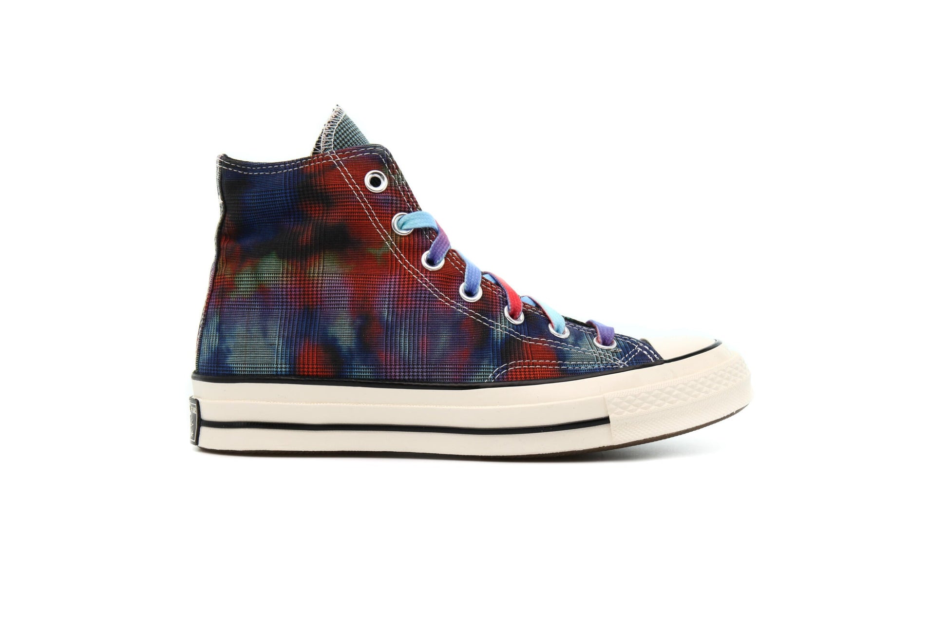Exclusive Converse x CONVERSE CHUCK 70 HI TIE DYE PLAID "BLACK" — 3 — Front View