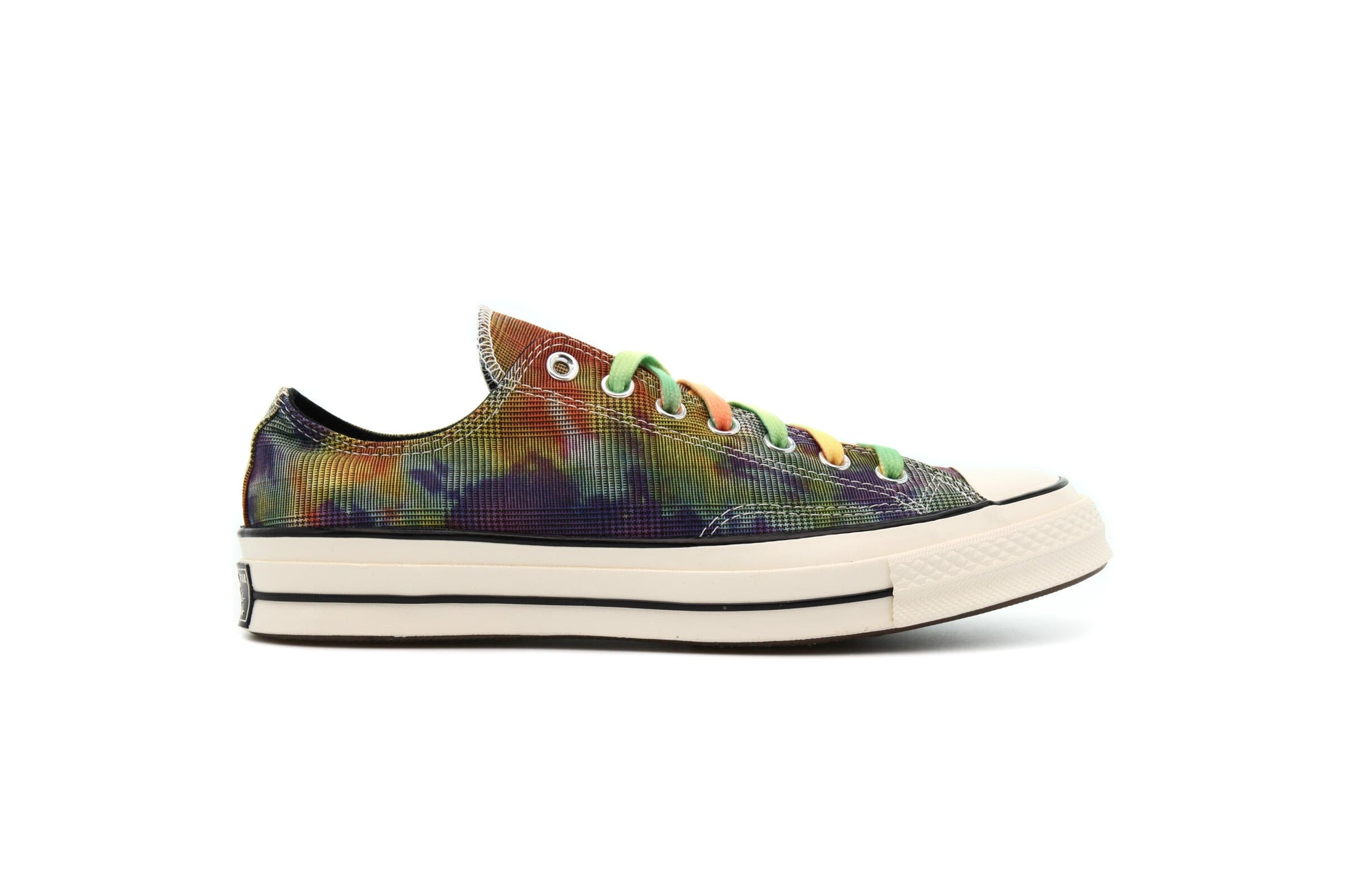 Exclusive Converse x CONVERSE CHUCK 70 OX TIE DYE PLAID "EGRET" — 3 — Front View