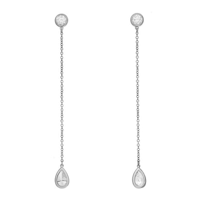 Exclusive Tiffany & Co. Platinum Diamond by the Yard Drop Earrings — Front View