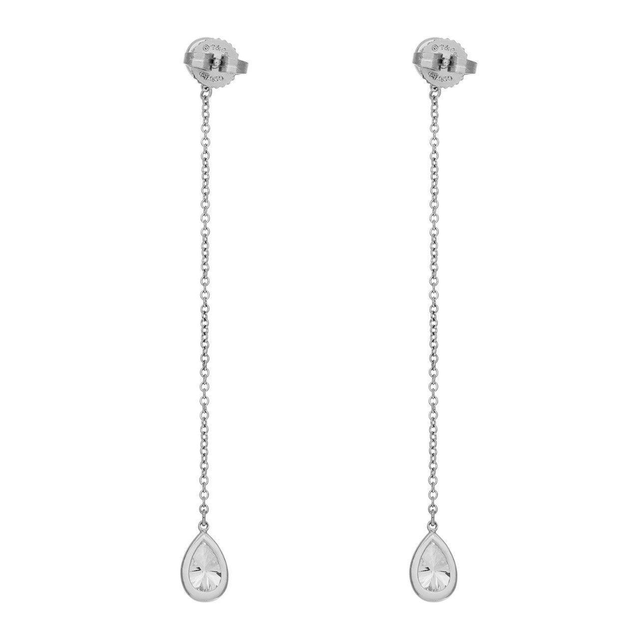 Exclusive Tiffany & Co. Platinum Diamond by the Yard Drop Earrings — Side View