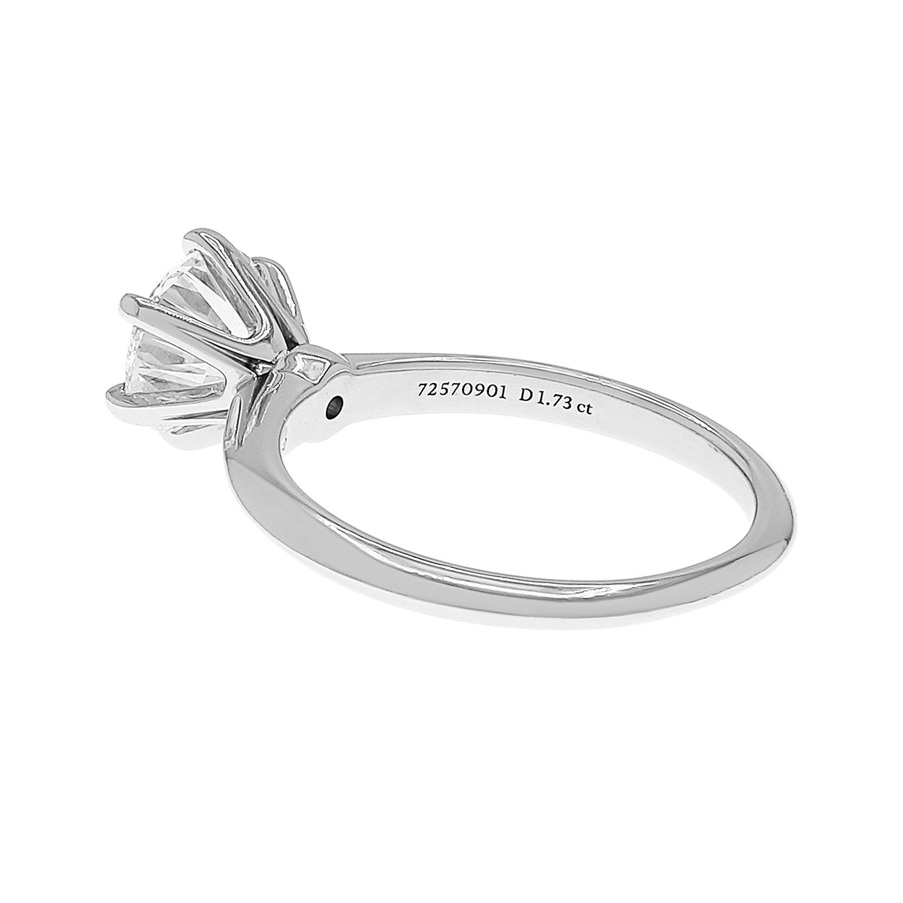 Exclusive Tiffany & Co. Platinum 1.73 Carat Diamond Solitaire Engagement Ring — Side View