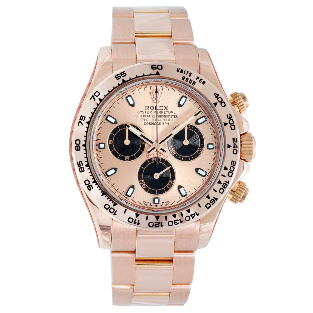 Exclusive Rolex 18K Everose Gold 40mm Cosmograph Daytona 116505 — Front View