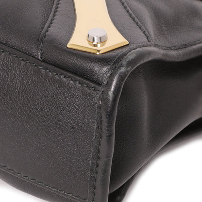 Exclusive Balenciaga Black Calfskin Metal Plate Mini  City — Lifestyle View