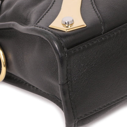 Exclusive Balenciaga Black Calfskin Metal Plate Mini  City — Detail View