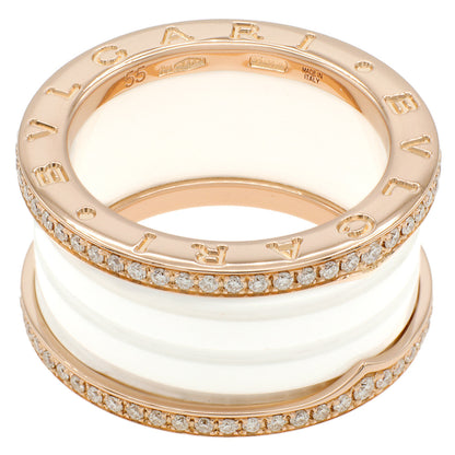 Exclusive Bulgari 18K Rose Gold Ceramic Diamond Four-Band B.Zero1 Ring — Front View