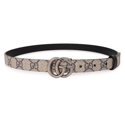 Exclusive Gucci GG Supreme Monogram Double G Reversible 20mm Belt — Front View