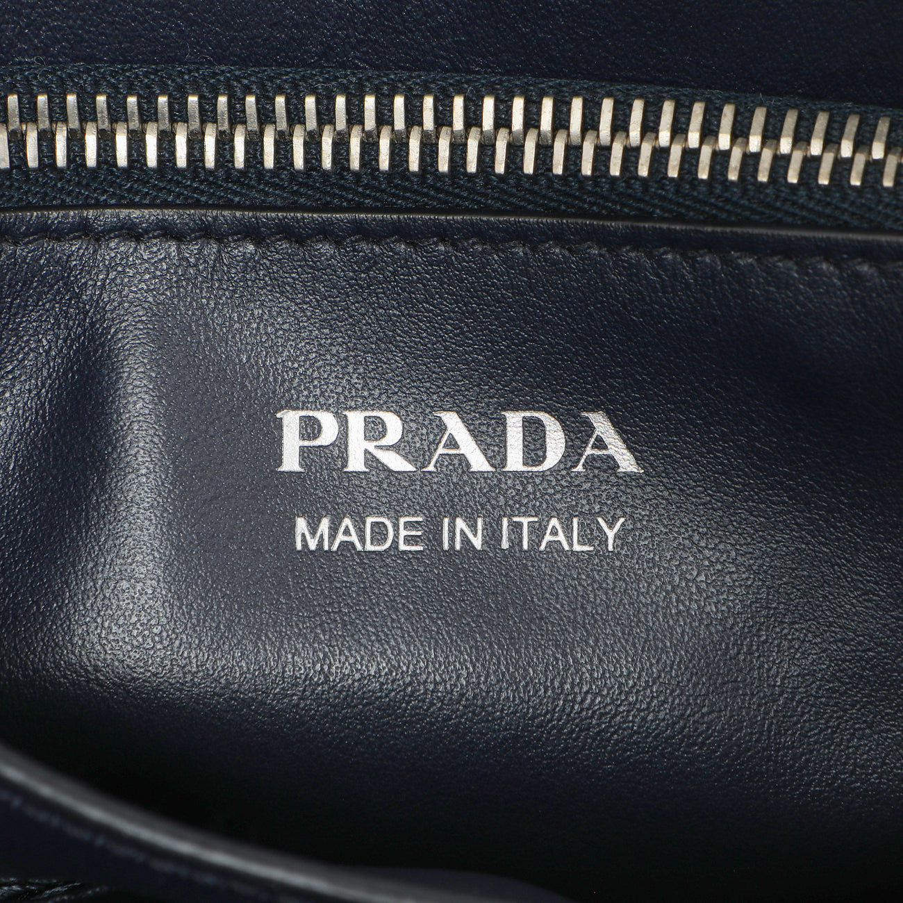 Exclusive Prada Navy Soft Calfskin Impunture Diagramme Tote — Alternate View 9