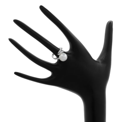Exclusive Mikimoto 18K White Gold South Sea Pearl Diamond Ring — Top View