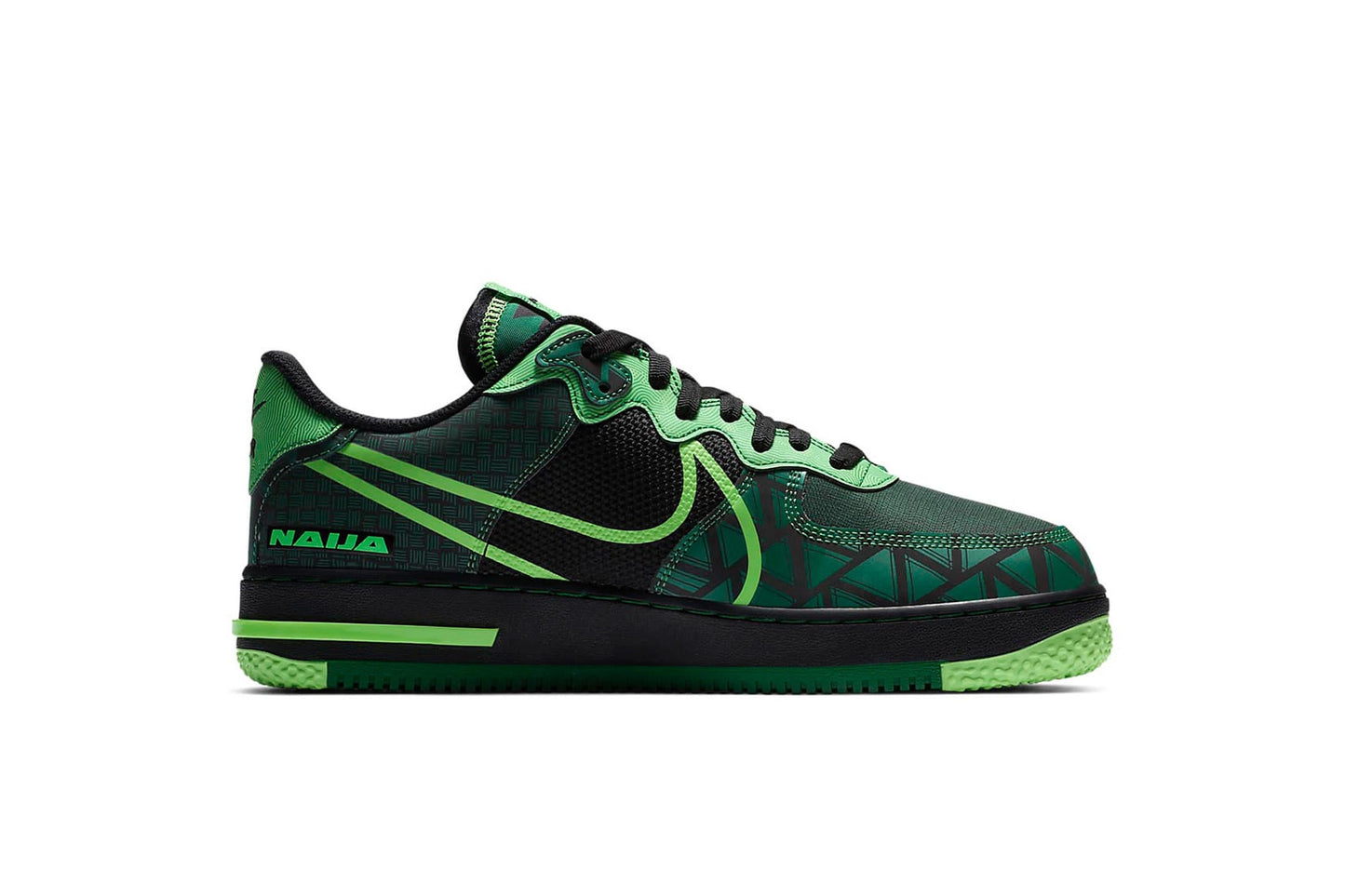 Exclusive Nike AIR FORCE 1 REACT "NAIJA" — 3.5 — Front View