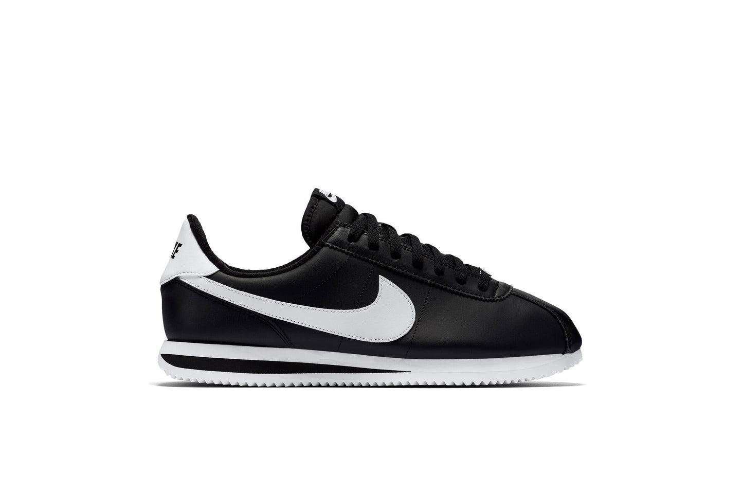 Exclusive Nike CORTEZ BASIC LEATHER "BLACK" — 3.5 — Front View