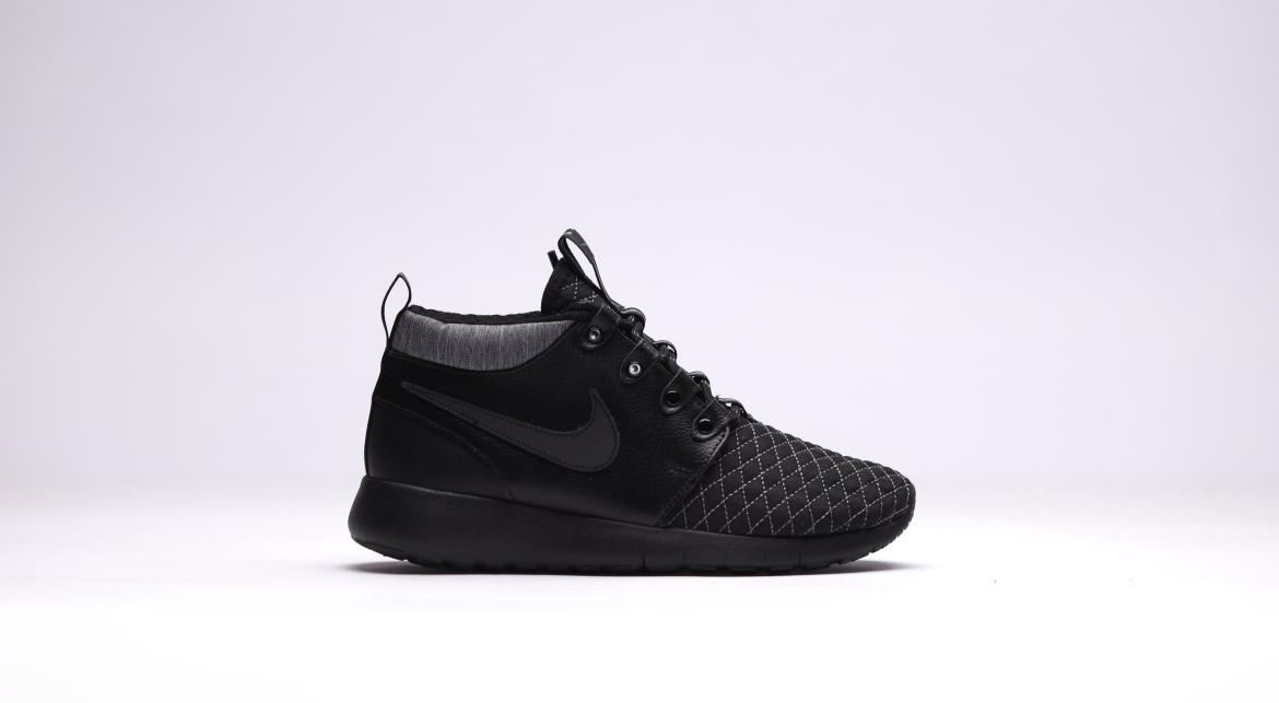 Exclusive Nike Roshe One Mid Winter GS "All Black" — 3.5Y — Front View