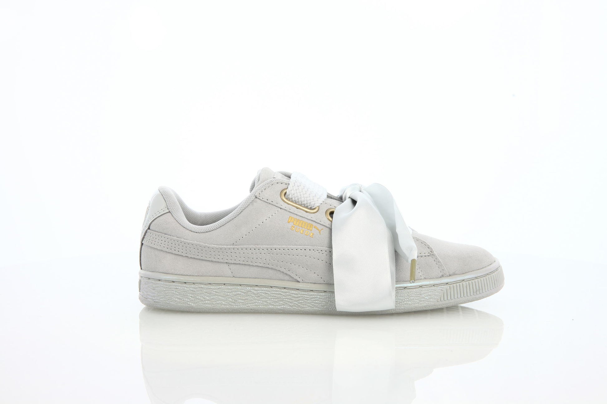 Exclusive Puma Suede Heart Satin Wn's "Gray Violet" — 4 — Front View