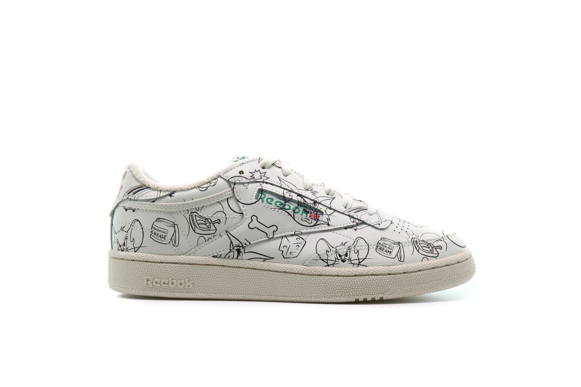 Exclusive Reebok x TOM & JERRY CLUB C 85 MU "Chalk" — 5 — Front View