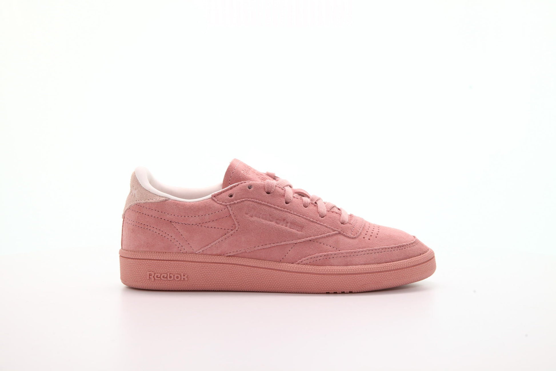 Exclusive Reebok WOMENS Club C 85 Nubuck "Chalk Pink" — 5 — Front View