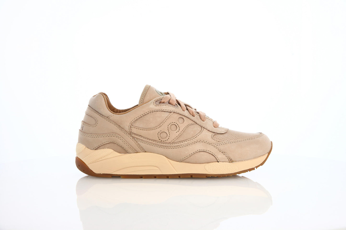 Exclusive Saucony G9 Shadow 6 Premium "Veg Tan" — 4.5 — Front View
