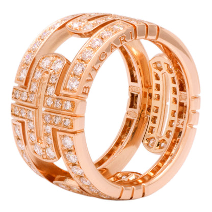 Exclusive Bulgari 18K Rose Gold Parentesi Pave Diamond Ring — Back View